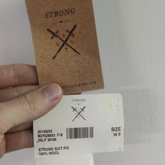 Strong Suit 38S 31w charcoal plaid slim fit tailored soft tailoring 100% wool - Picture 13 of 13